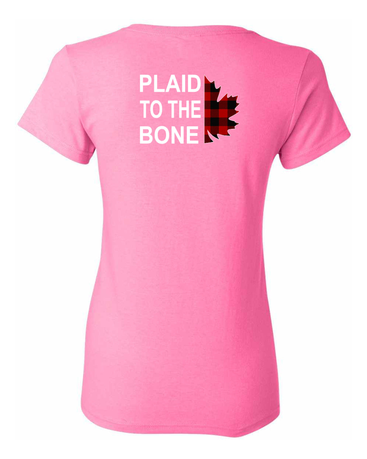 Plaid to the Bone Stacked White Left Chest And Back  Women's Tee