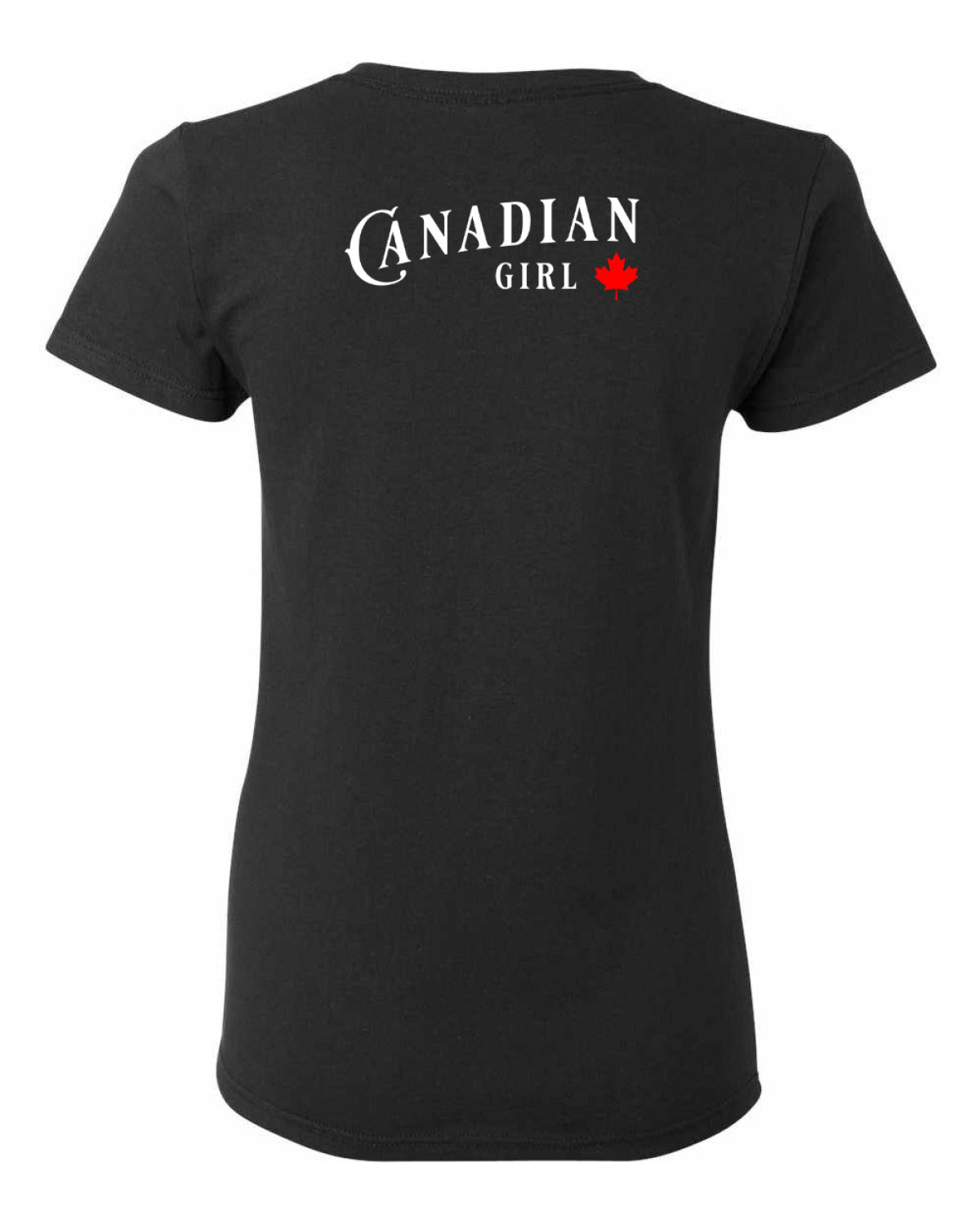 Canadian Girl Leaf Left Chest and Back Women's Tee