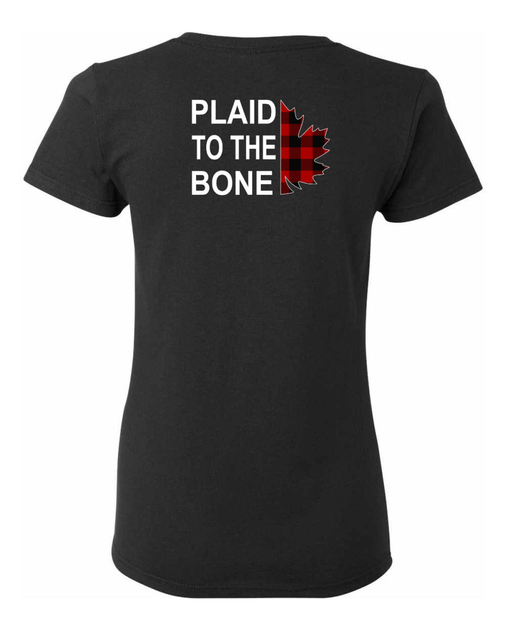 Plaid to the Bone Stacked White Left Chest And Back  Women's Tee