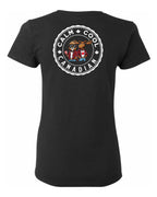 Calm Cool Canadian Beaver and Moose Left Chest and Back Women's Tee