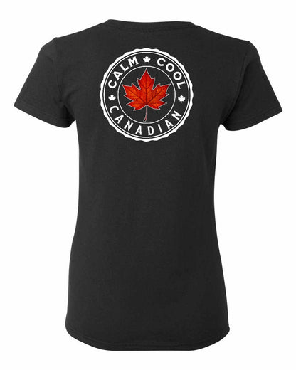 Calm Cool Canadian Leaf Left Chest And Back Women's Tee - Gildan Canada (sewn Internationally)
