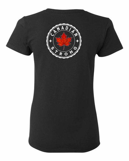 Canadian Strong Leaf Left Chest and Back Women's Tee - Gildan Canada (sewn Internationally)