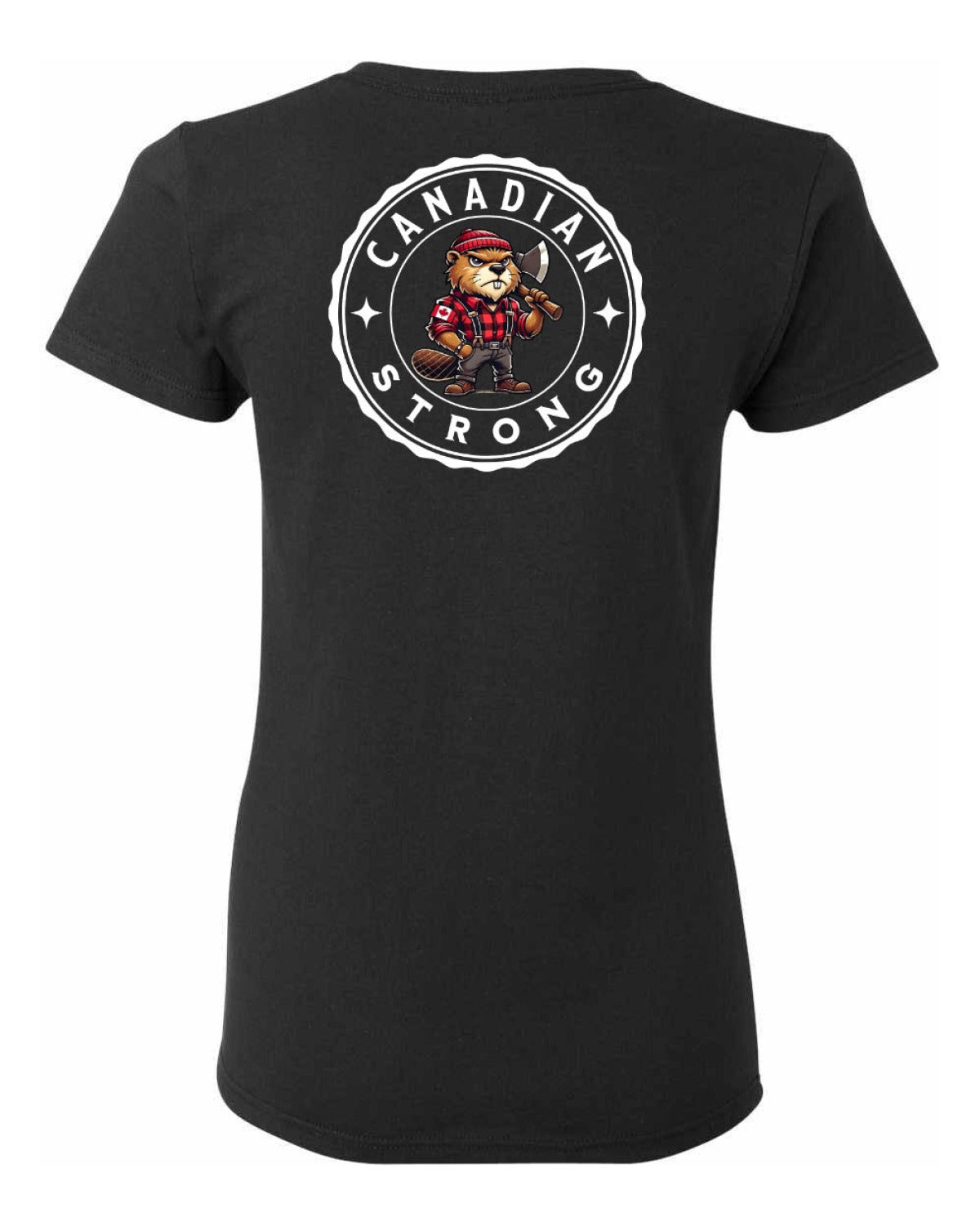 Canadian Strong Beaver Left Chest and Back Women's Tee