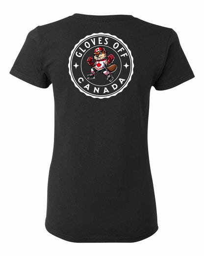Gloves Off Beaver Left Chest And Back Women's Tee - Gildan Canada (sewn Internationally)