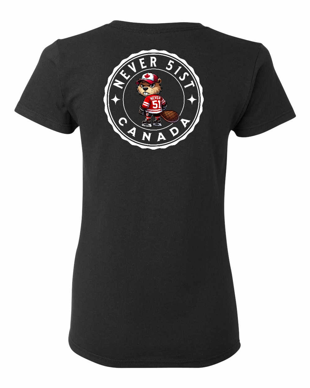 Never 51st Beaver Left Chest and Back Women's Tee - Gildan Canada (sewn Internationally)