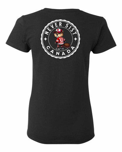 Never 51st Beaver Left Chest and Back Women's Tee - Gildan Canada (sewn Internationally)