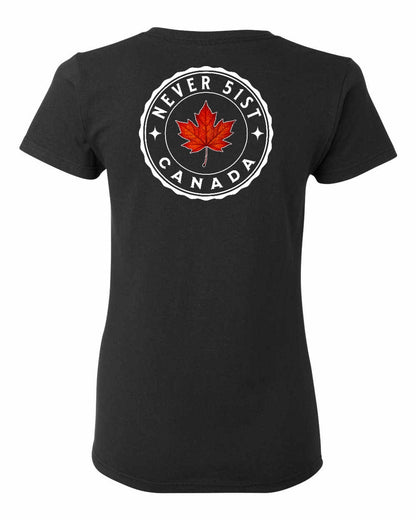 Never 51st Leaf Left Chest And Back Women's Tee - Gildan Canada (sewn Internationally)
