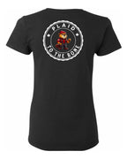 Plaid to the Bone Beaver Left Chest And Back Women's Tee
