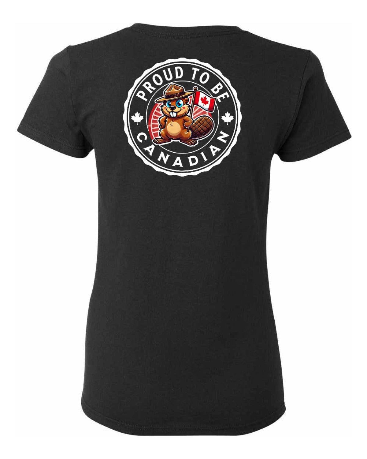 Proud to be Canadian Beaver Left Chest and Back Women's Tee