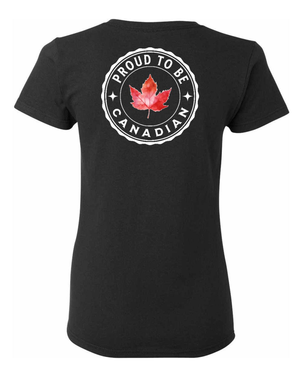 Proud to be Canadian Leaf Left Chest and Back Women's Tee