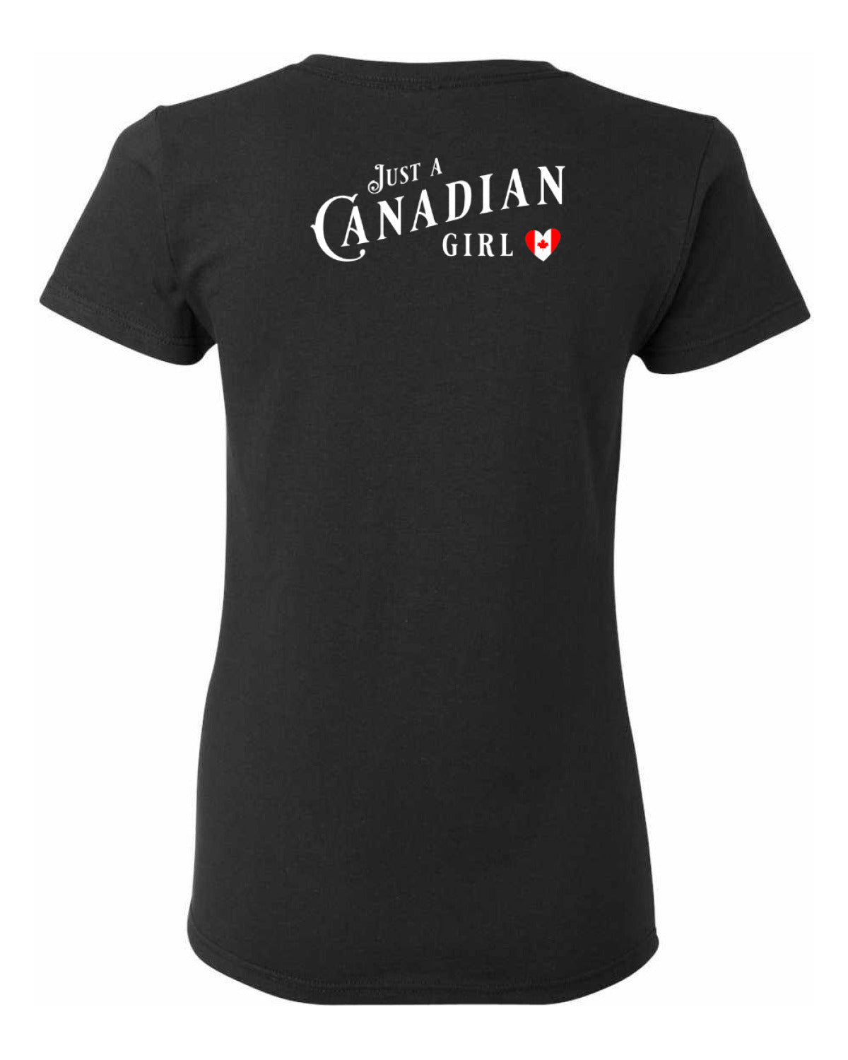Just a Canadian Girl Heart Flag Left Chest and Back Women's Tee