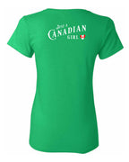 Just a Canadian Girl Heart Flag Left Chest and Back Women's Tee