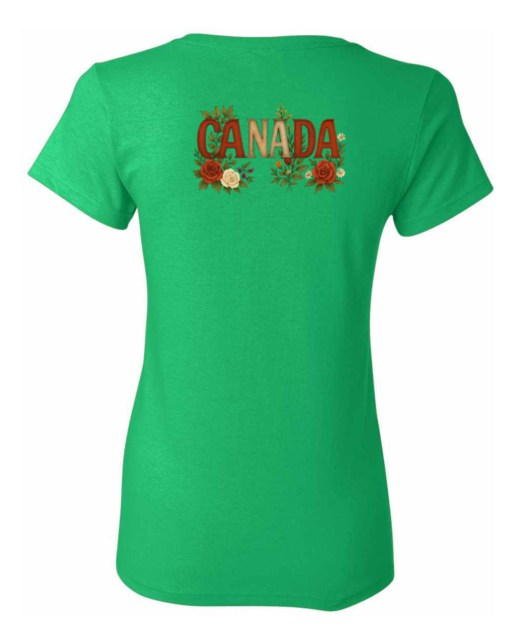 Canada Rose Design Tee Left Chest and Back Women's Tee