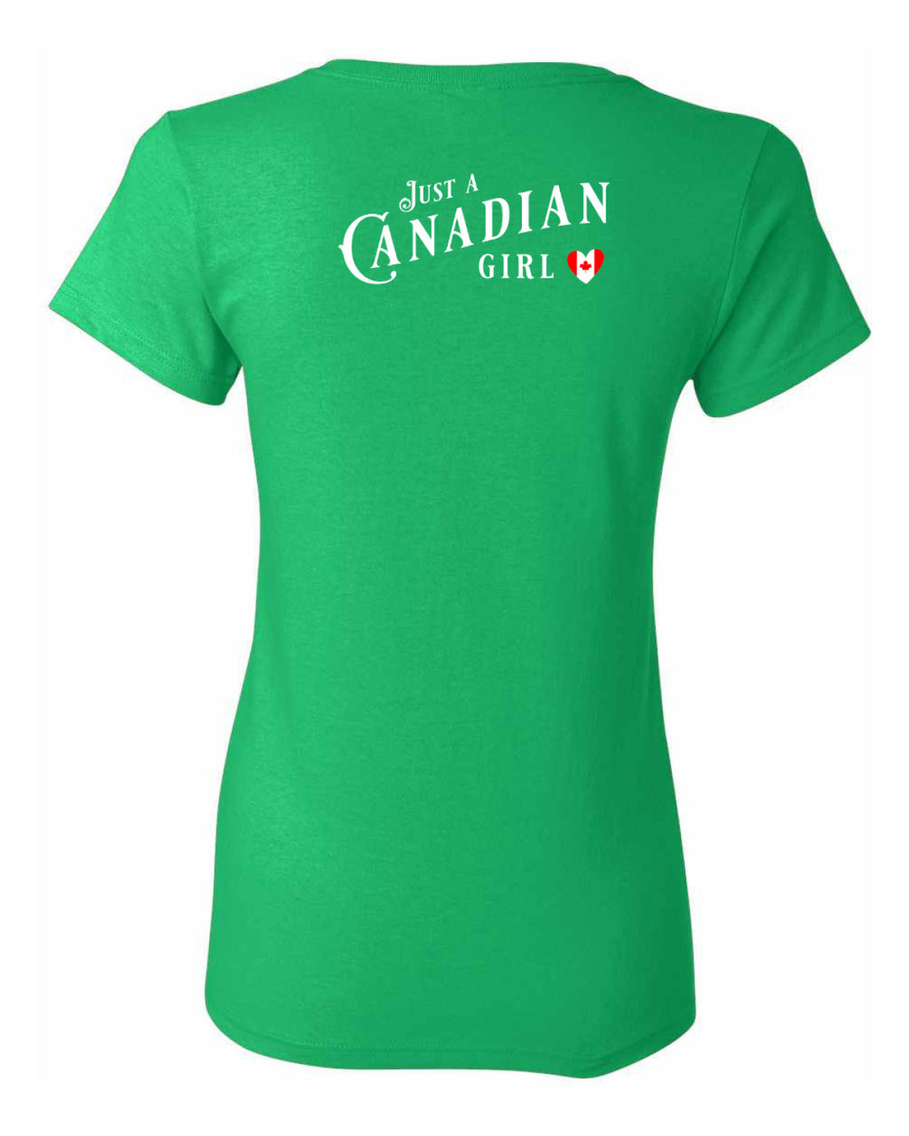 Just a Canadian Girl Heart Flag Left Chest and Back Women's Tee