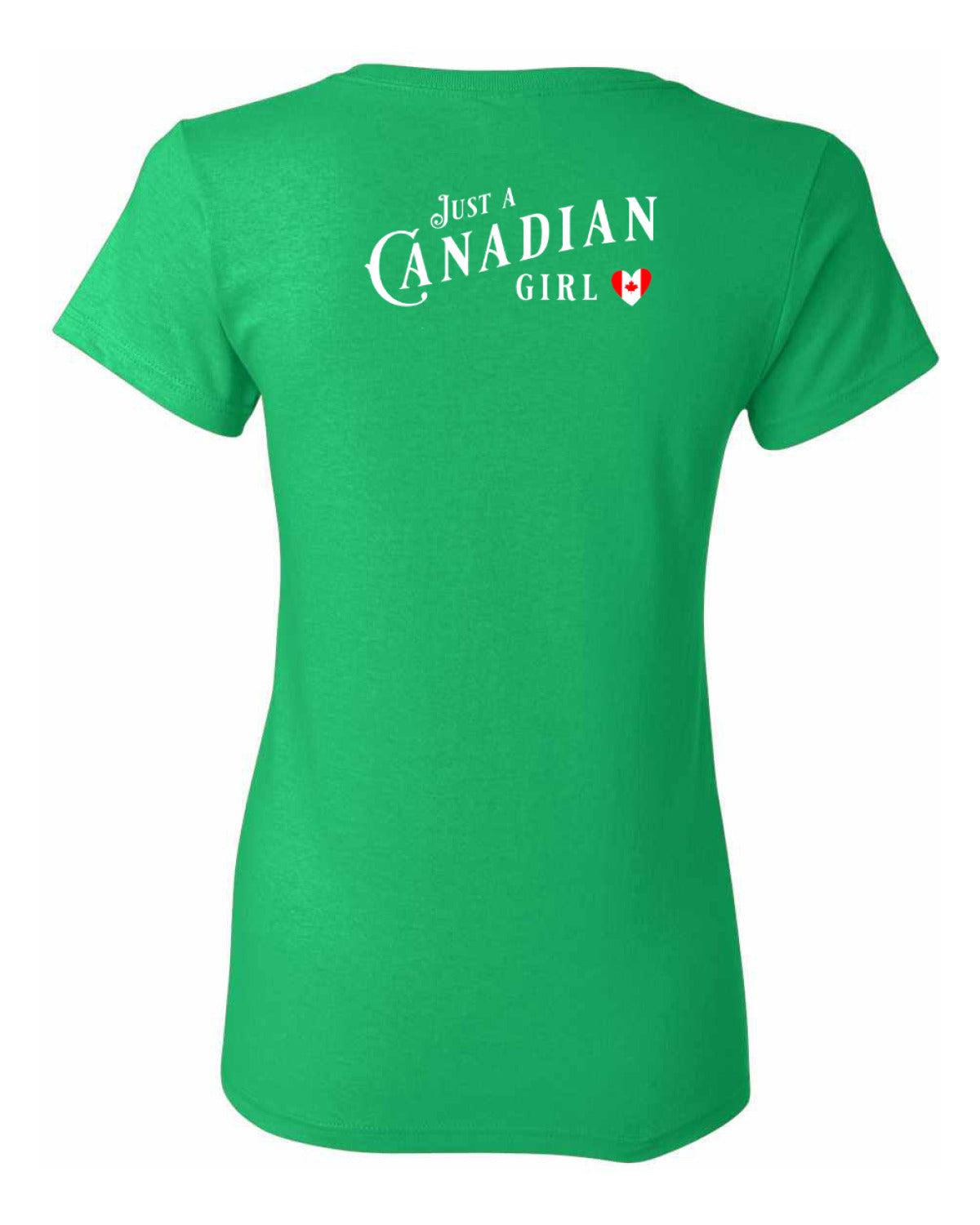 Just a Canadian Girl Heart Flag Left Chest and Back Women's Tee