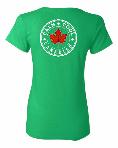 Calm Cool Canadian Leaf Left Chest And Back Women's Tee - Gildan Canada (sewn Internationally)