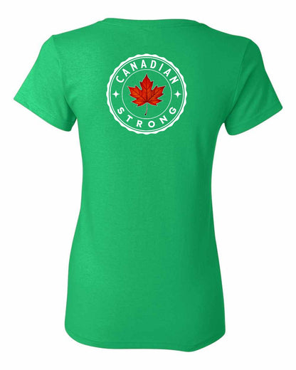 Canadian Strong Leaf Left Chest and Back Women's Tee - Gildan Canada (sewn Internationally)