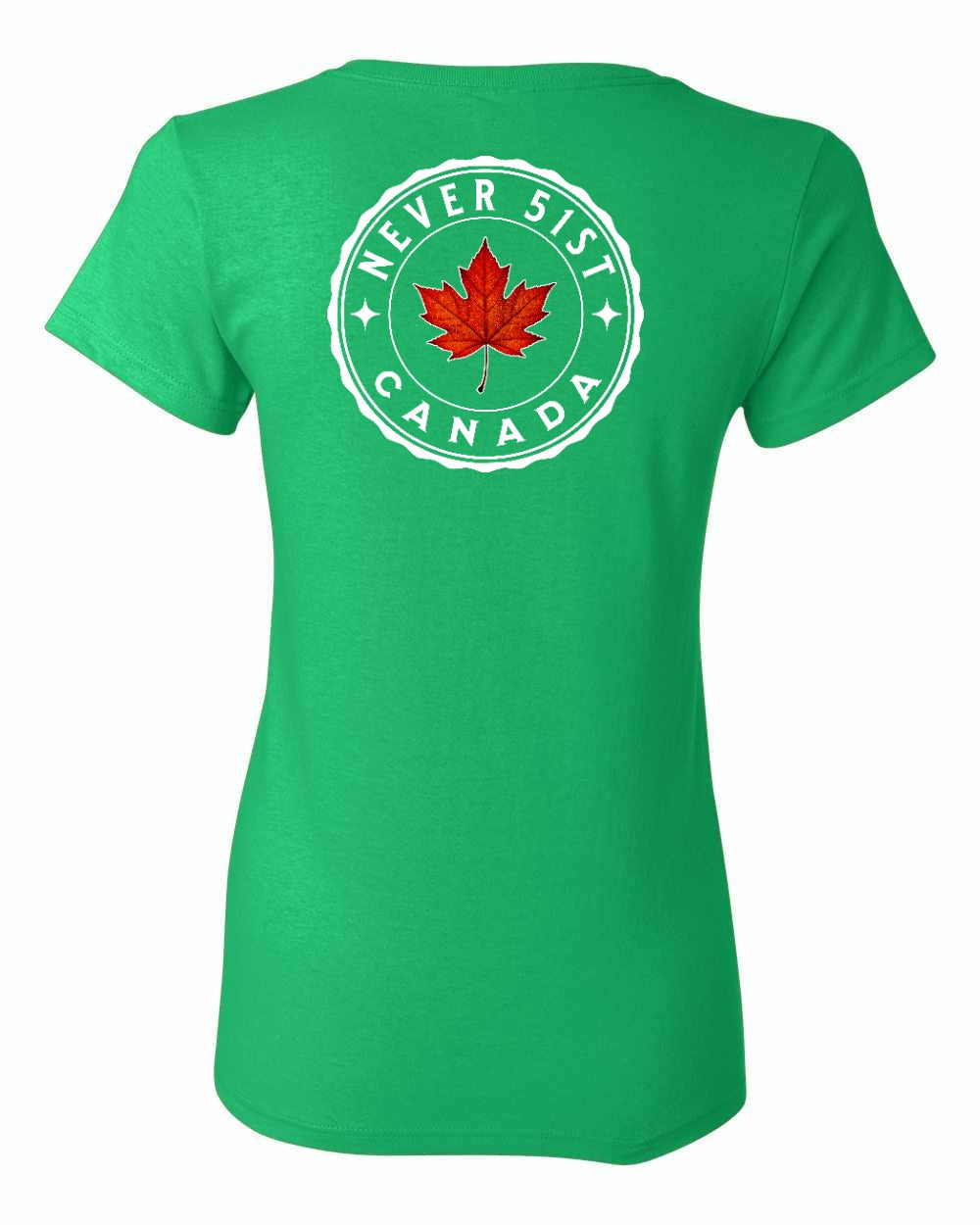 Never 51st Leaf Left Chest And Back Women's Tee - Gildan Canada (sewn Internationally)