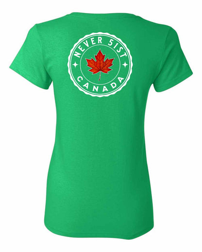 Never 51st Leaf Left Chest And Back Women's Tee - Gildan Canada (sewn Internationally)