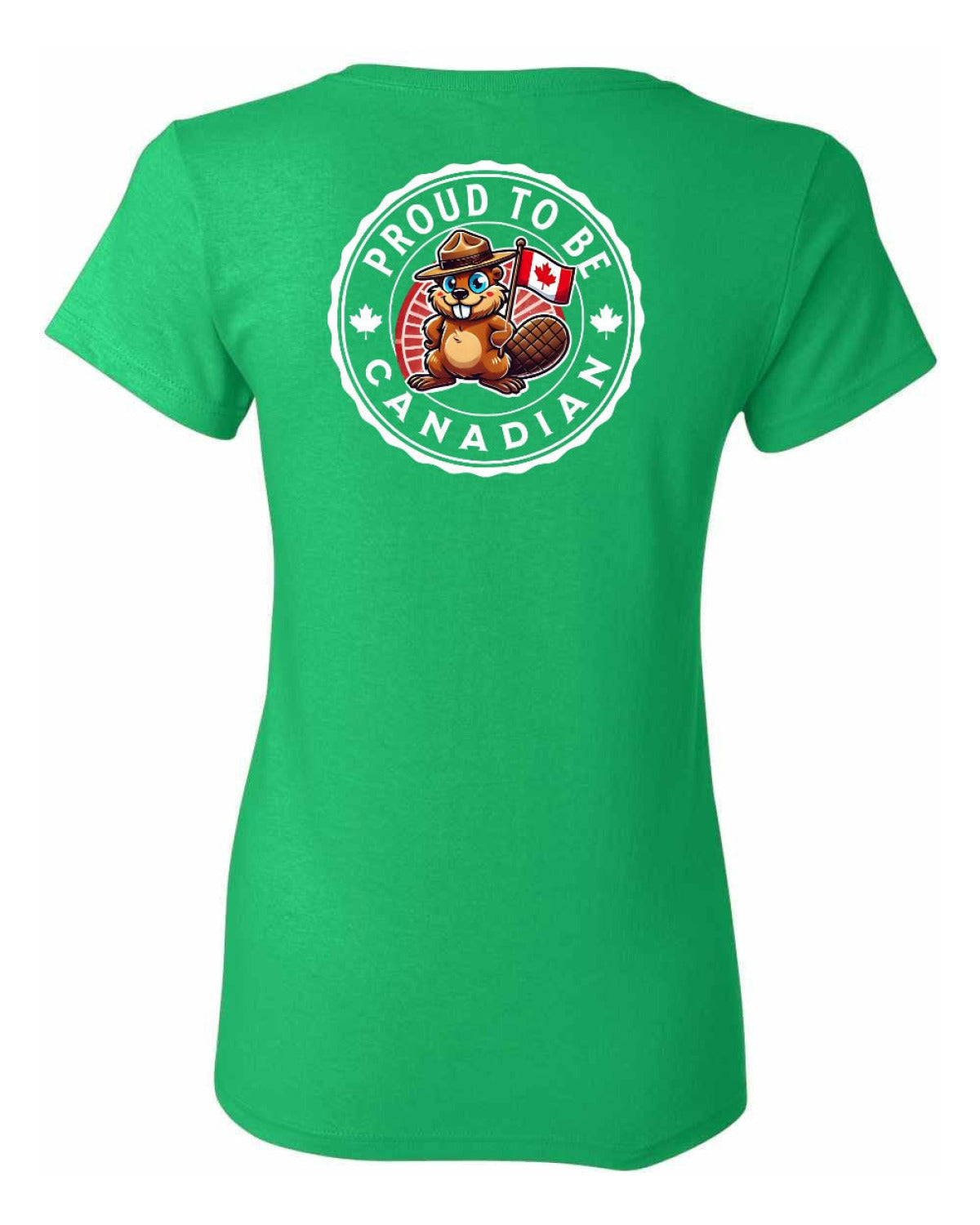 Proud to be Canadian Beaver Left Chest and Back Women's Tee