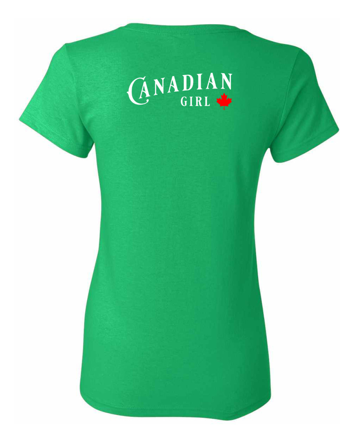 Canadian Girl Leaf Left Chest and Back Women's Tee