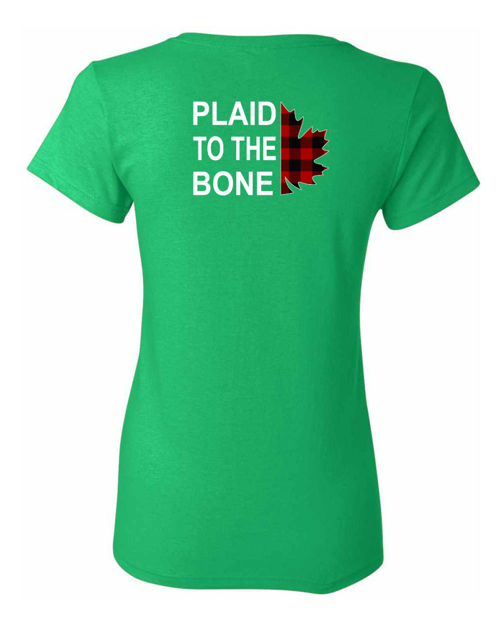 Plaid to the Bone Stacked White Left Chest And Back  Women's Tee