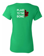 Plaid to the Bone Stacked White Left Chest And Back  Women's Tee
