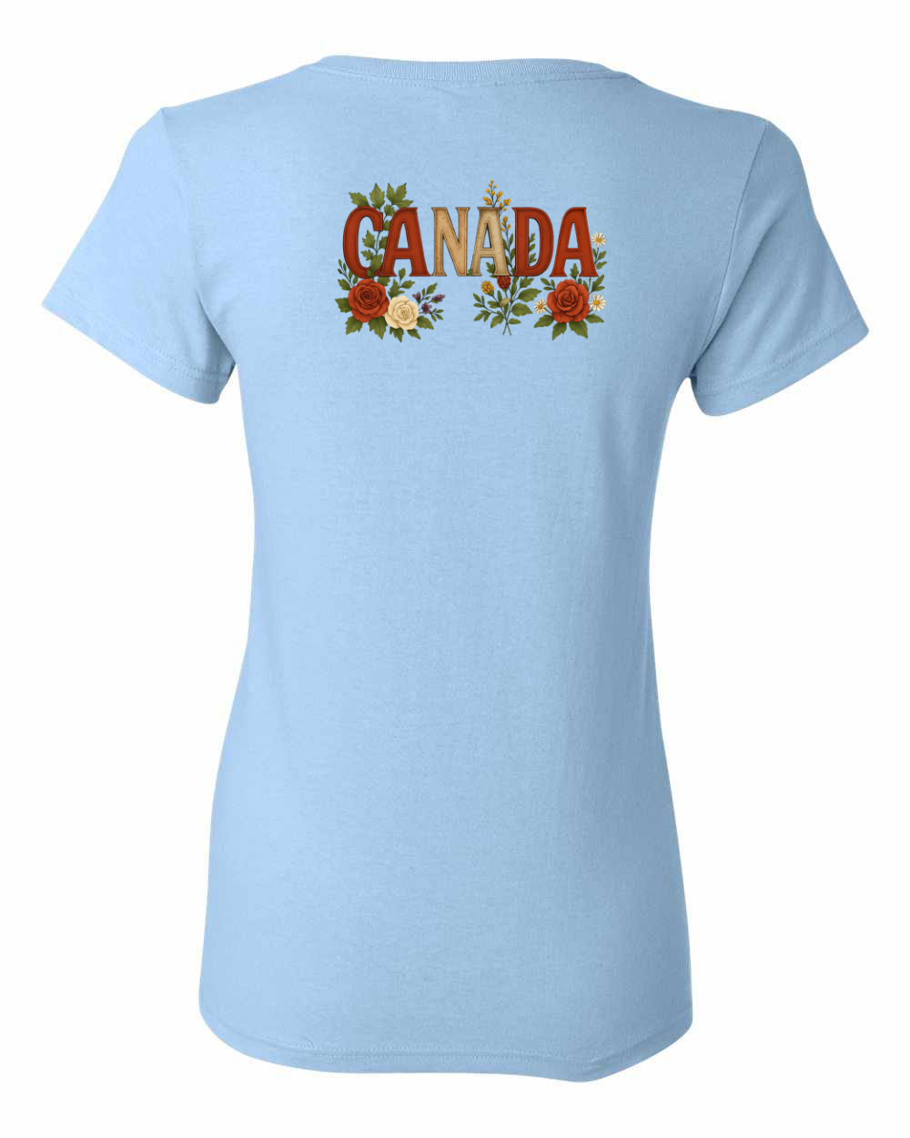 Canada Rose Design Tee Left Chest and Back Women's Tee - Gildan Canada (sewn Internationally)