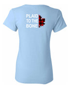 Plaid to the Bone Stacked White Left Chest And Back  Women's Tee