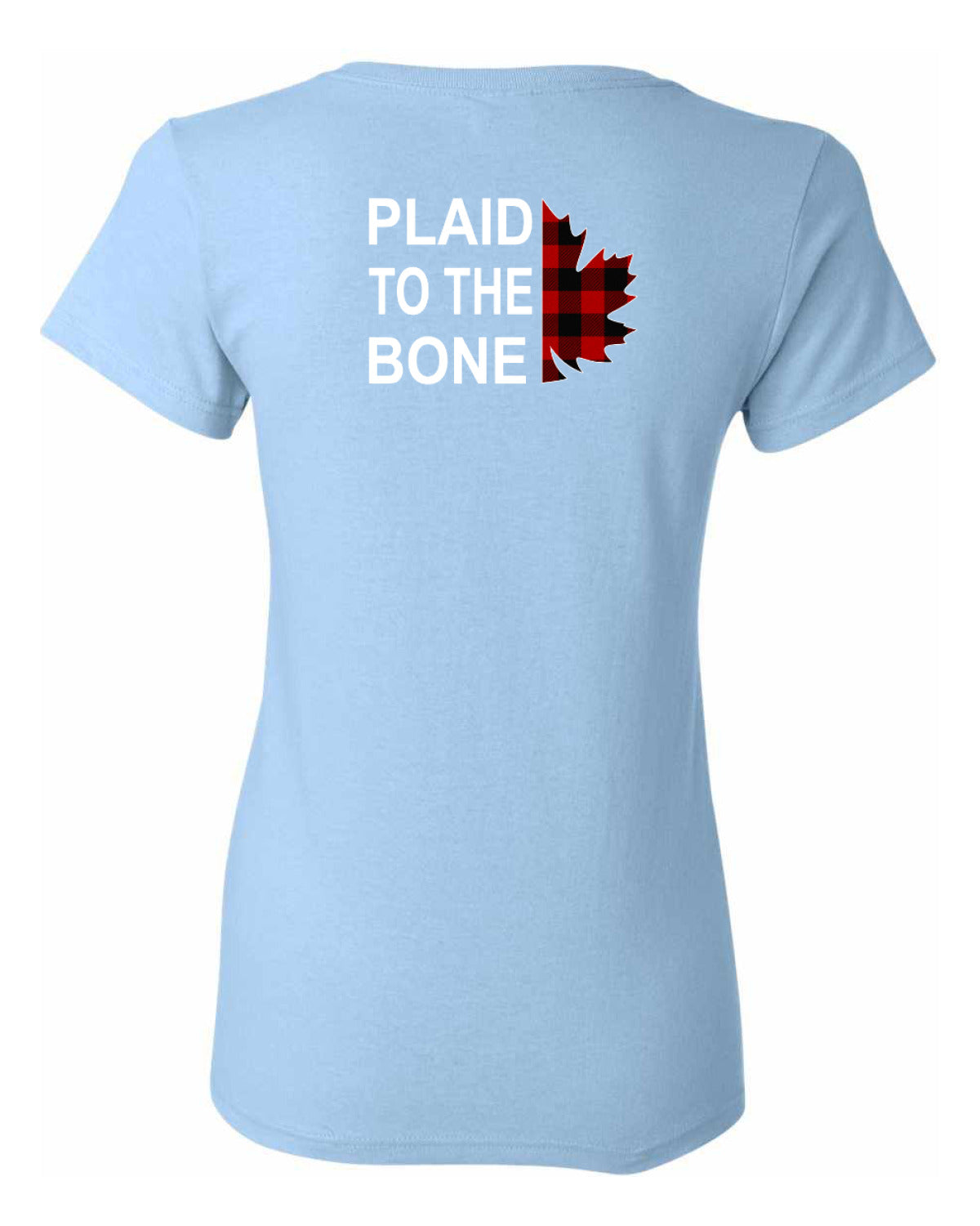 Plaid to the Bone Stacked White Left Chest And Back  Women's Tee