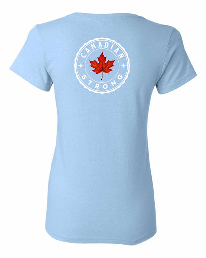 Canadian Strong Leaf Left Chest and Back Women's Tee - Gildan Canada (sewn Internationally)