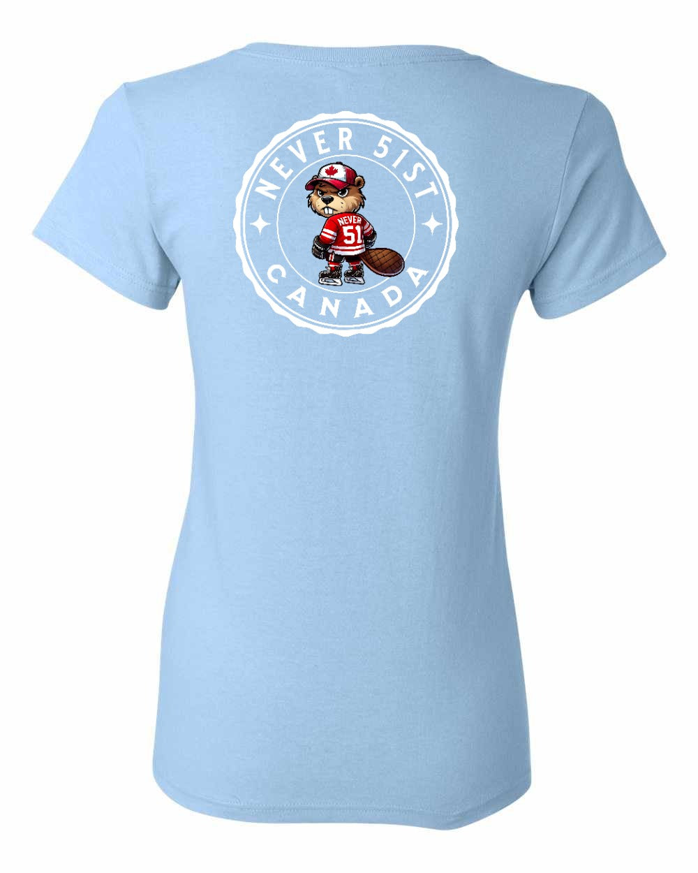 Never 51st Beaver Left Chest and Back Women's Tee - Gildan Canada (sewn Internationally)