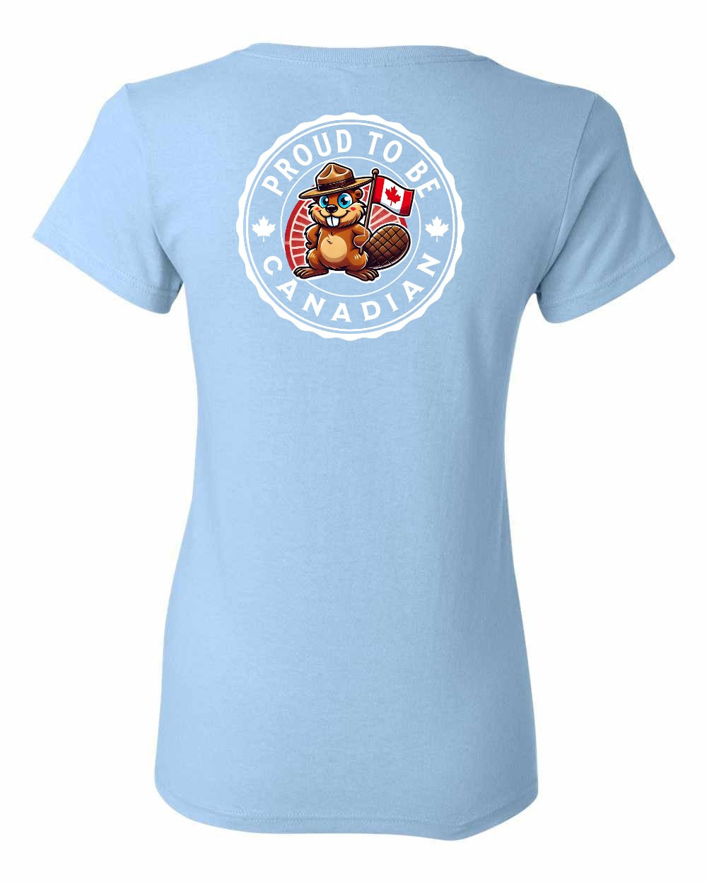 Proud to be Canadian Beaver Left Chest and Back Women's Tee - Gildan Canada (sewn Internationally)