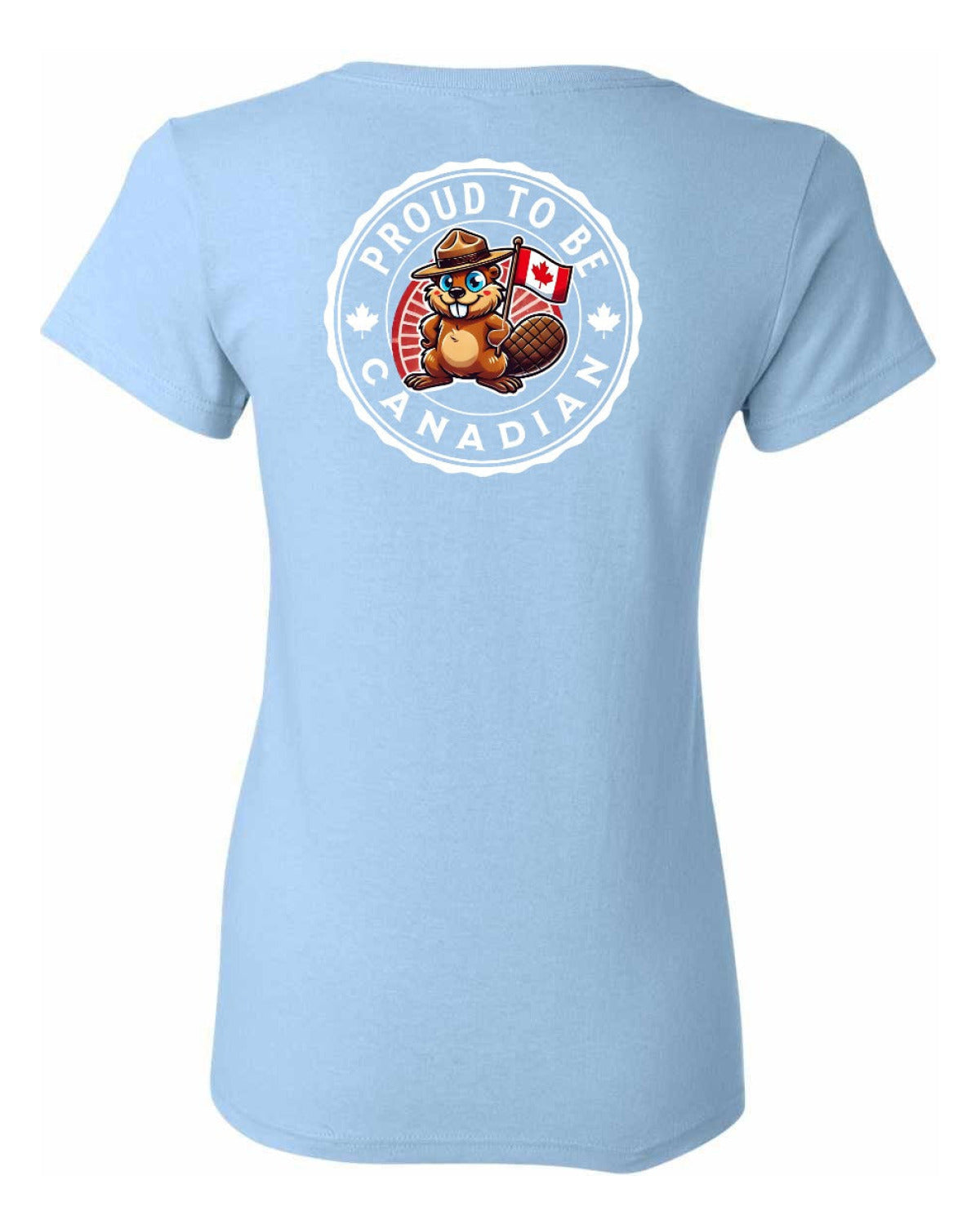 Proud to be Canadian Beaver Left Chest and Back Women's Tee