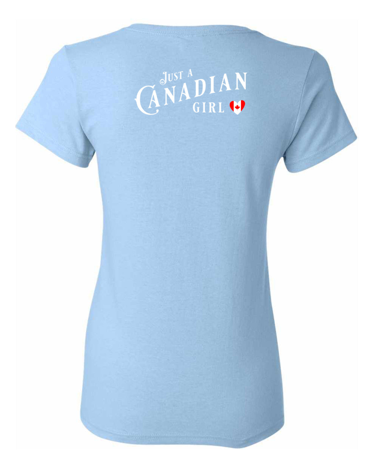 Just a Canadian Girl Heart Flag Left Chest and Back Women's Tee