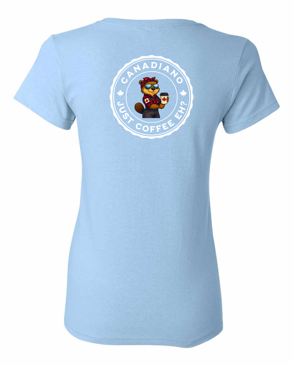 Canadiano Just Coffee eh! Rosie Sunglasses Left Chest and Back Women's Tee - Gildan Canada (sewn Internationally) (Copy)