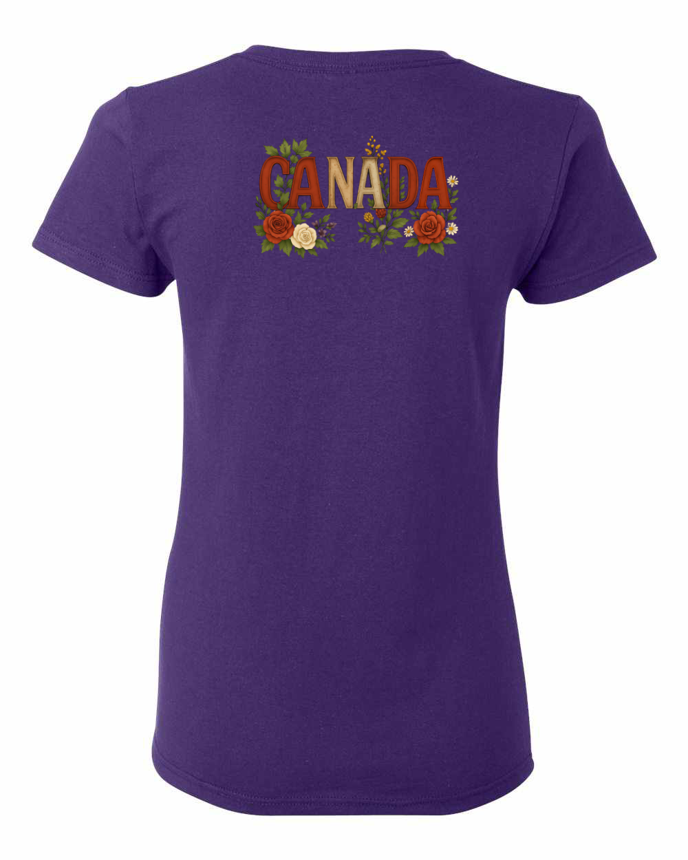 Canada Rose Design Tee Left Chest and Back Women's Tee - Gildan Canada (sewn Internationally)