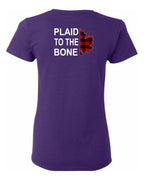 Plaid to the Bone Stacked White Left Chest And Back  Women's Tee