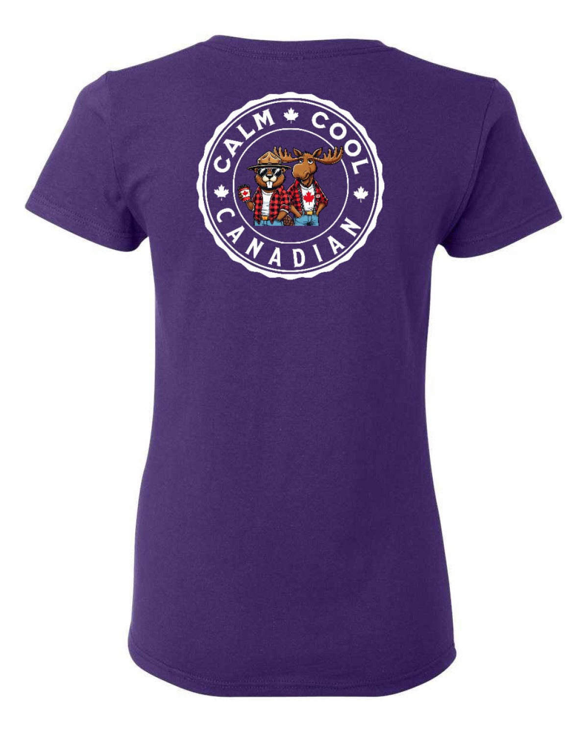 Calm Cool Canadian Beaver and Moose Left Chest and Back Women's Tee
