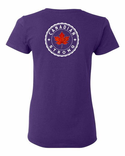 Canadian Strong Leaf Left Chest and Back Women's Tee - Gildan Canada (sewn Internationally)