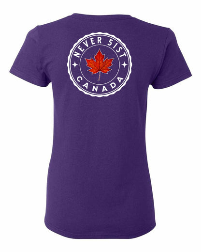Never 51st Leaf Left Chest And Back Women's Tee - Gildan Canada (sewn Internationally)