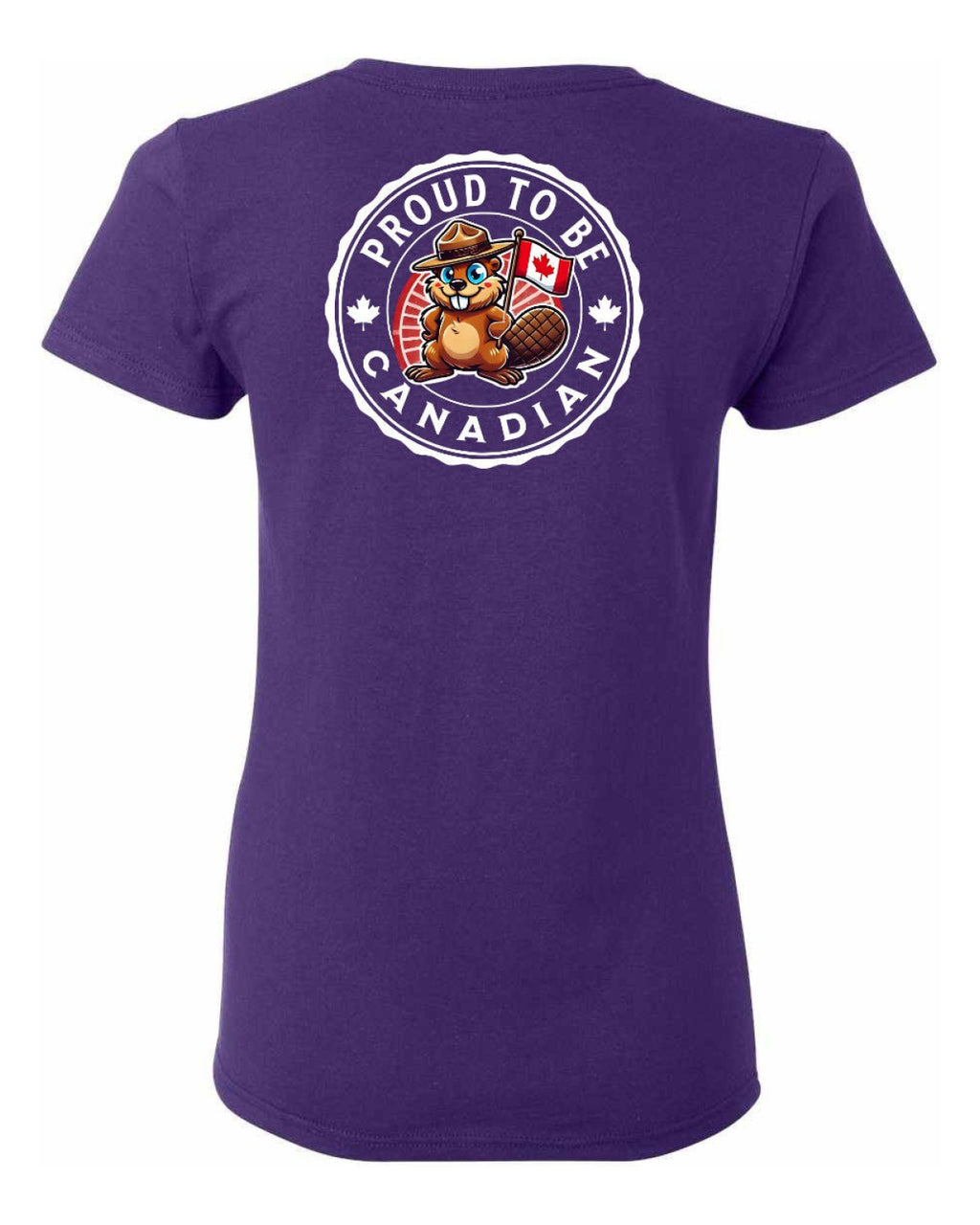 Proud to be Canadian Beaver Left Chest and Back Women's Tee