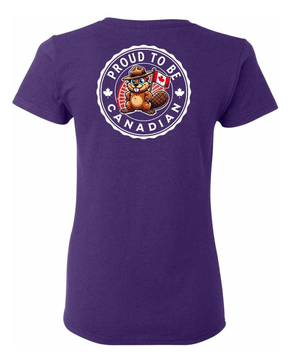Proud to be Canadian Beaver Left Chest and Back Women's Tee