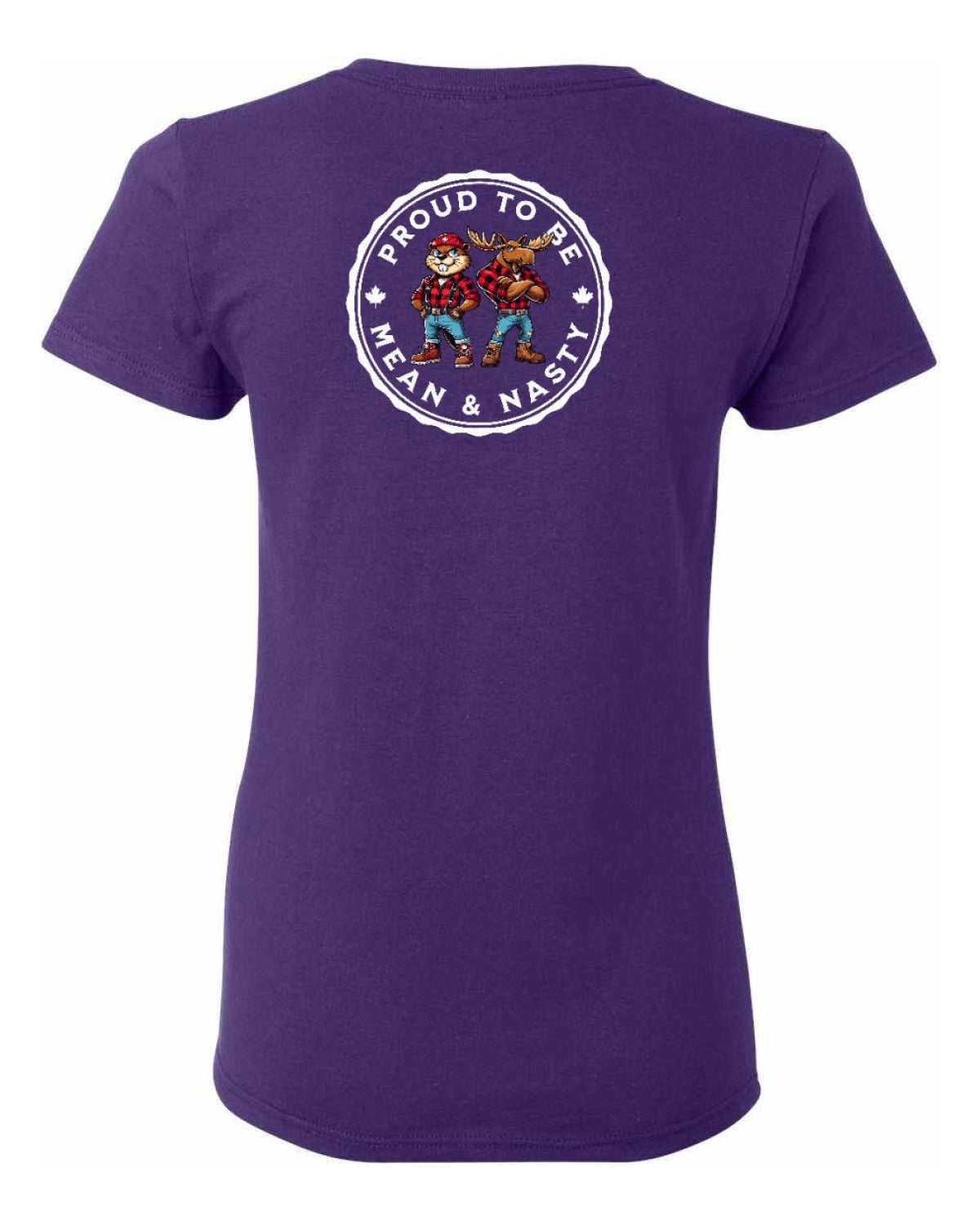 Proud to be Mean and Nasty Beaver and Moose Left Chest and Back Women's Tee