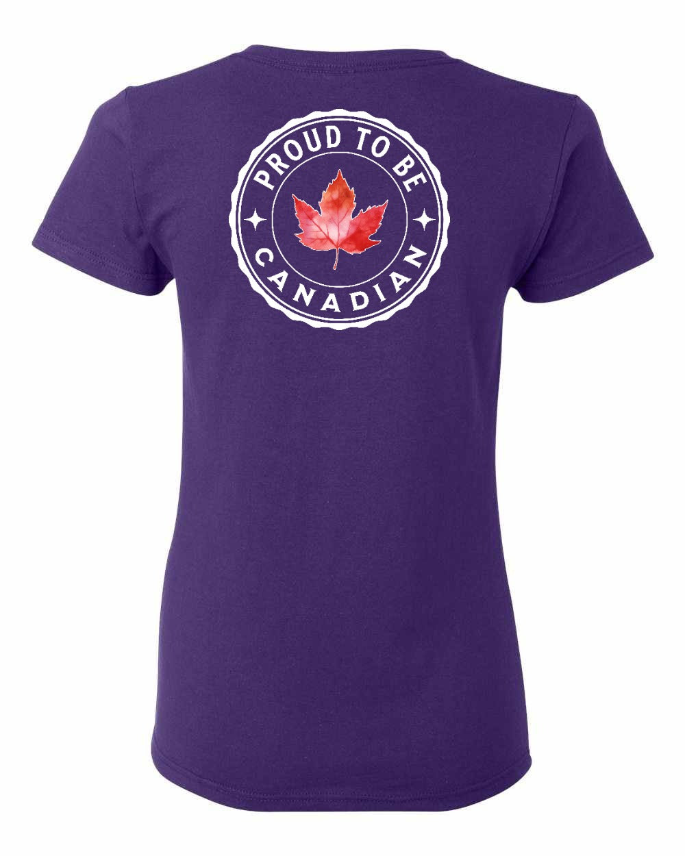 Proud to be Canadian Leaf Left Chest and Back Women's Tee - Gildan Canada (sewn Internationally)