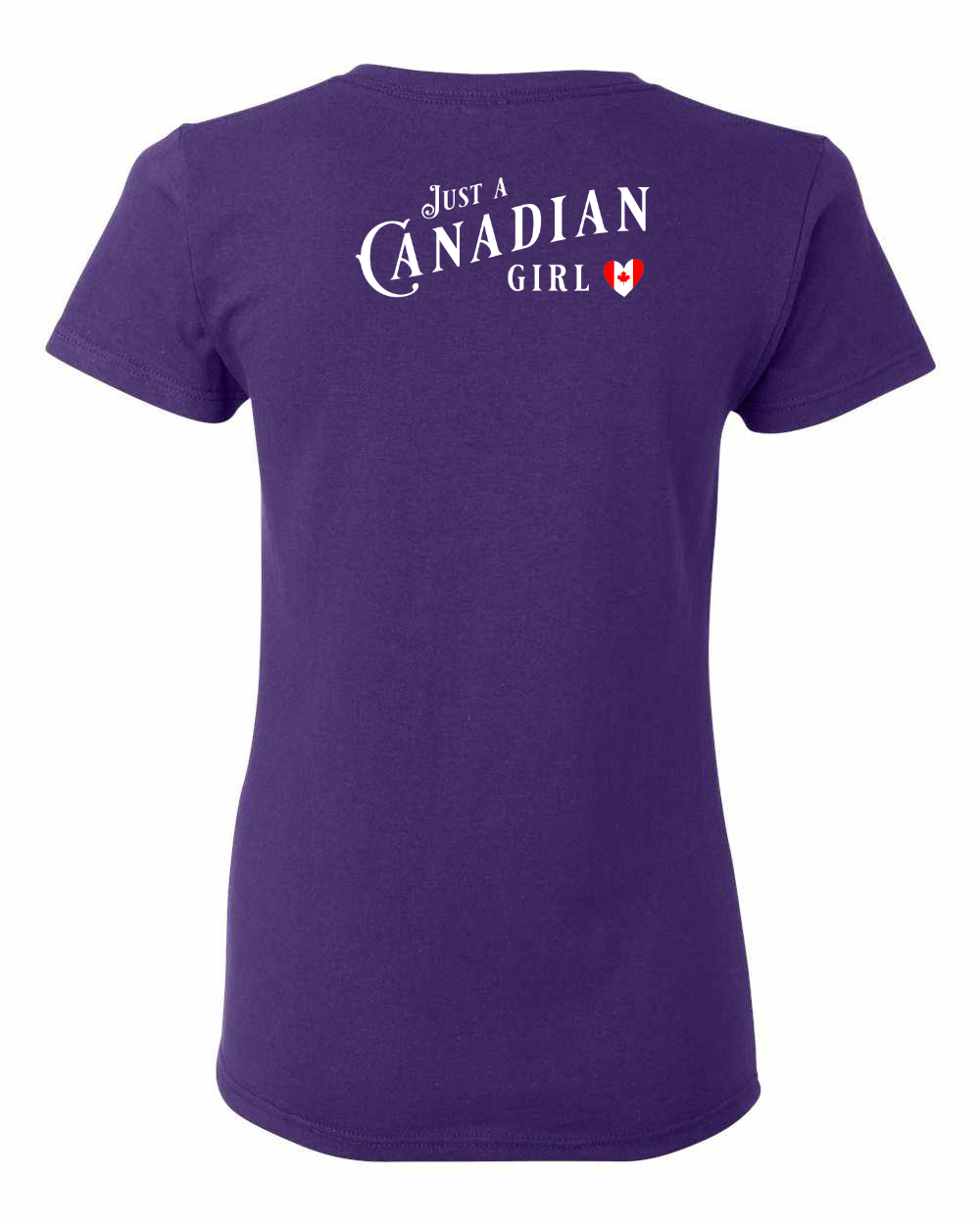 Just a canadian girl heart flag Left Chest and Back Women's Tee - Gildan Canada (sewn Internationally)