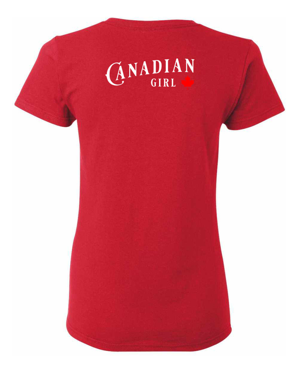 Canadian Girl Leaf Left Chest and Back Women's Tee