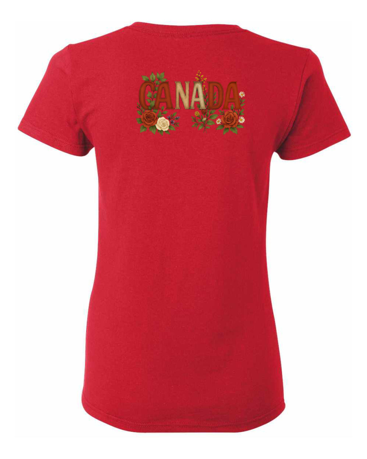 Canada Rose Design Tee Left Chest and Back Women's Tee