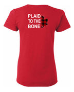 Plaid to the Bone Stacked White Left Chest And Back  Women's Tee