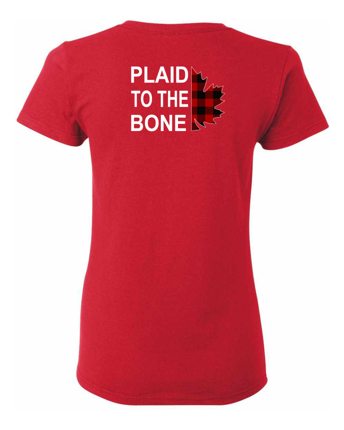 Plaid to the Bone Stacked White Left Chest And Back  Women's Tee